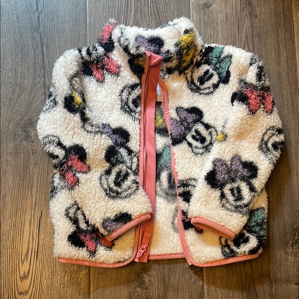 Disney/Jumping Bean White and Pink Puffer Jacket with Mickey Mouse Design